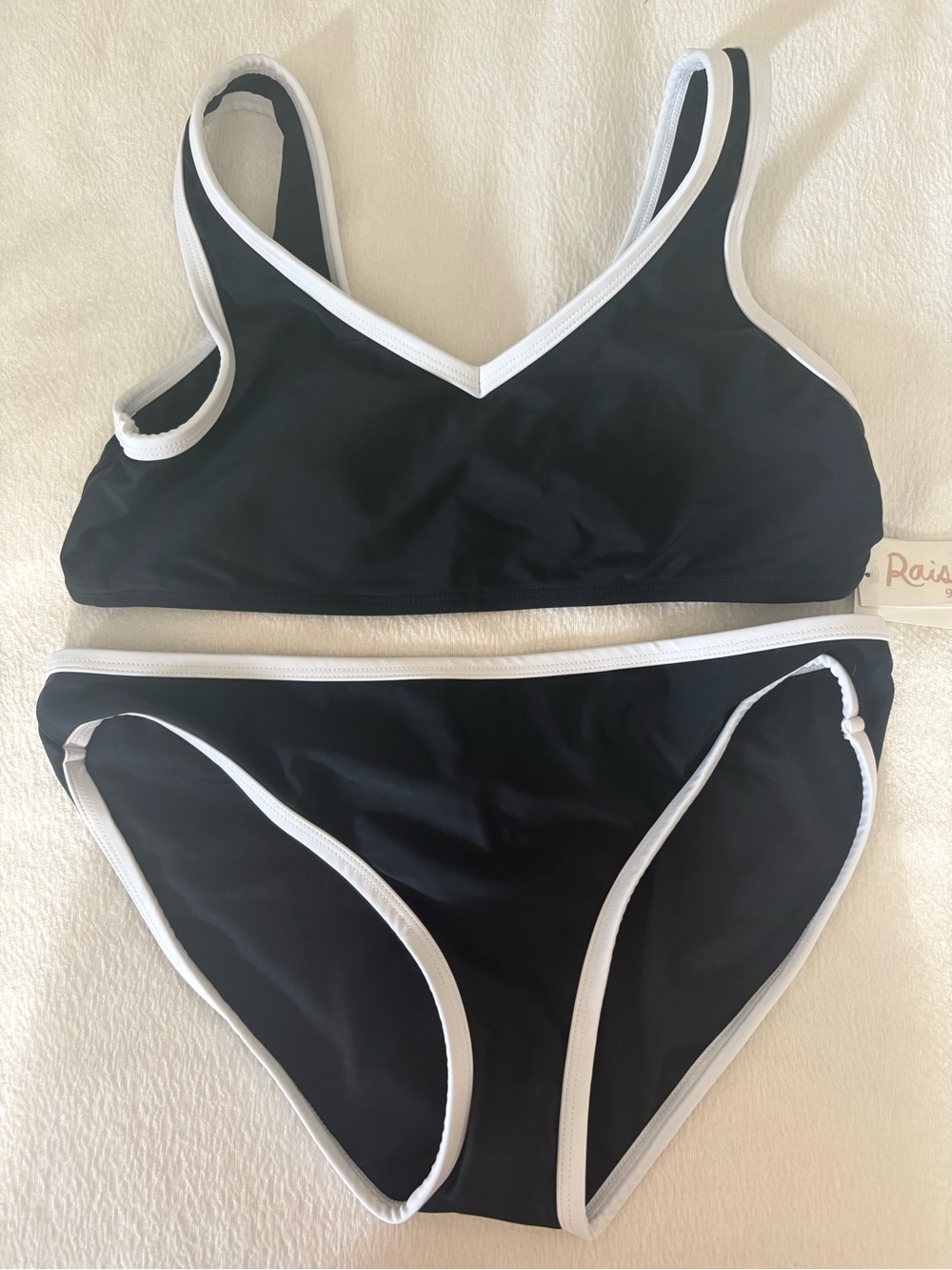 RAISINS Black Bikini with White Piping